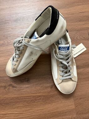 Golden Goose Beige, White & Black Low-Top Sneakers